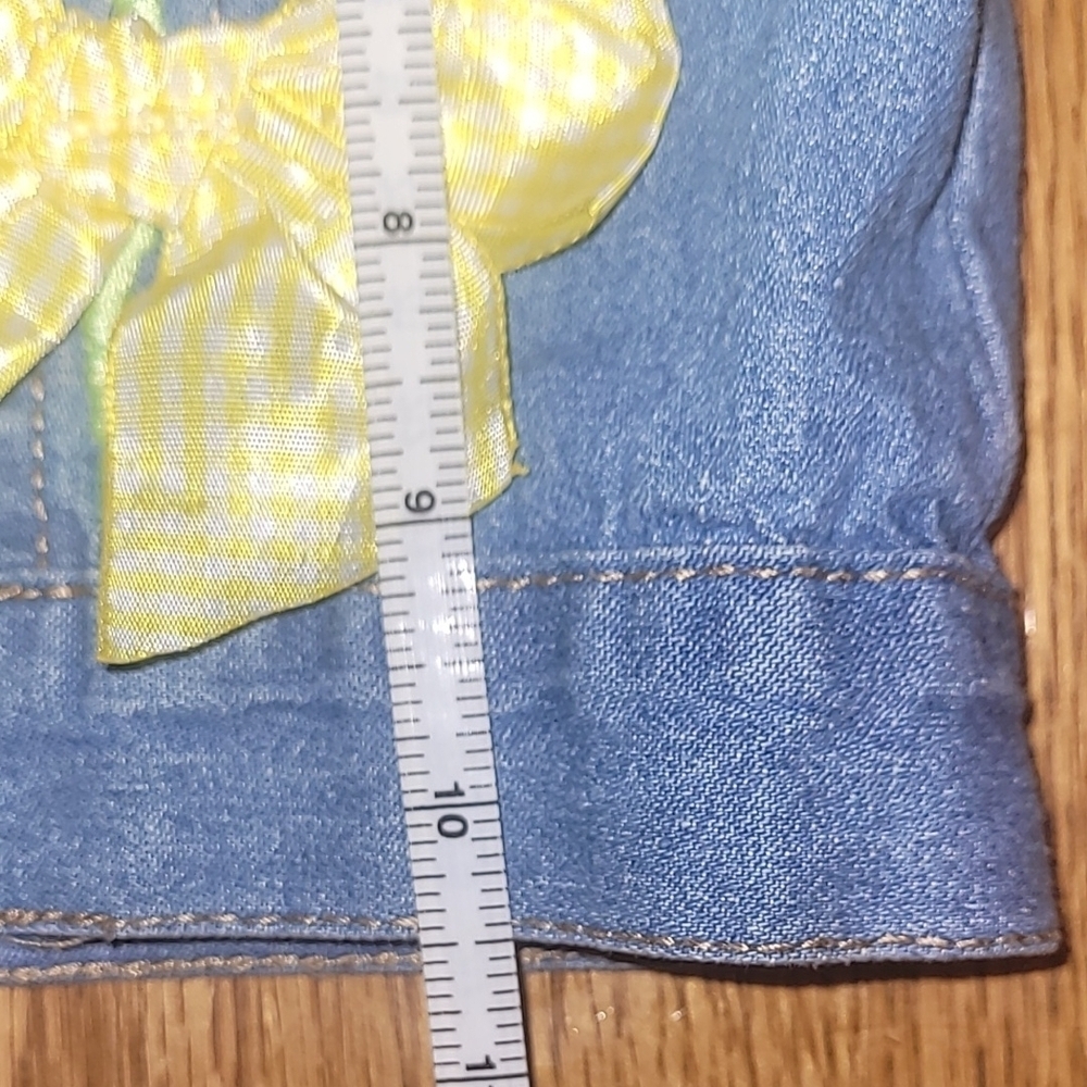 Little Lass Blue Denim Vest Daisy And Yellow Bow Embroidery Snap Buttons LOT-H - Picture 5 of 6